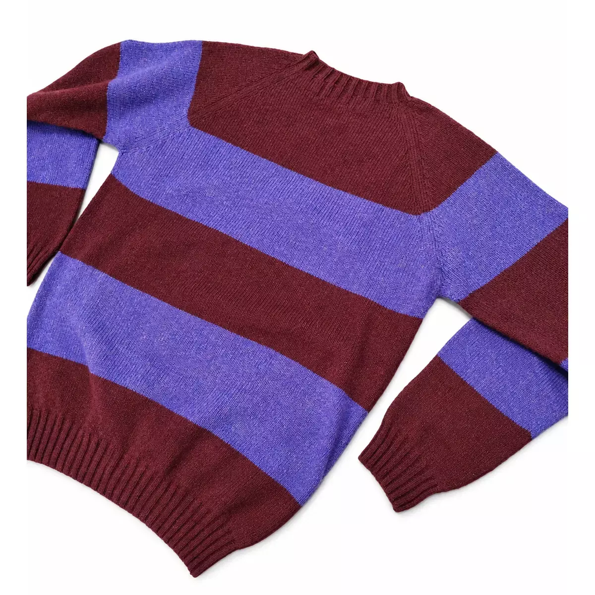 Harley of Scotland Streifenpullover Dunkelrot-Violett Gesamtansicht